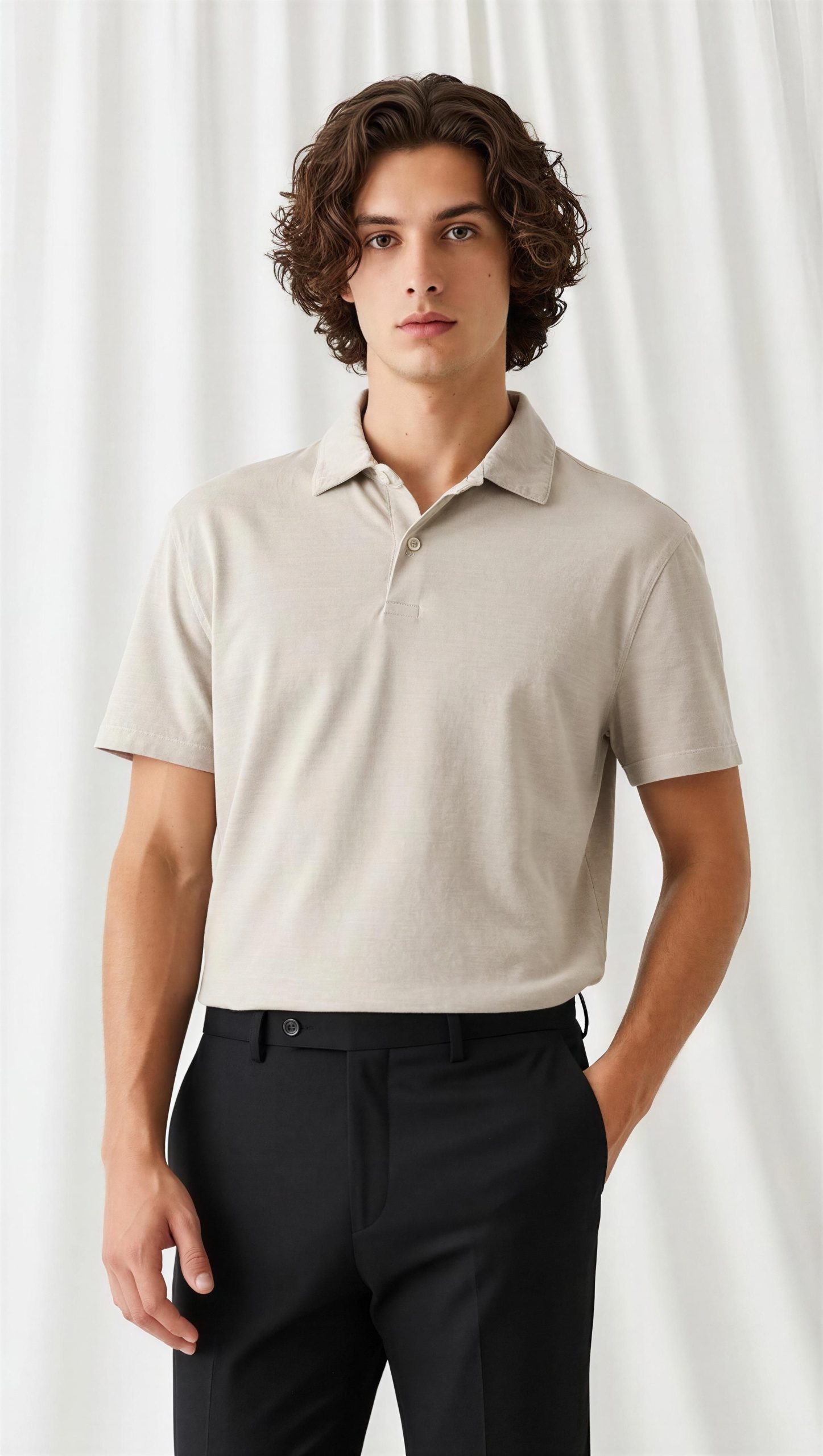 “Polo Ecoalf gris claro hombre de algodón orgánico con corte regular