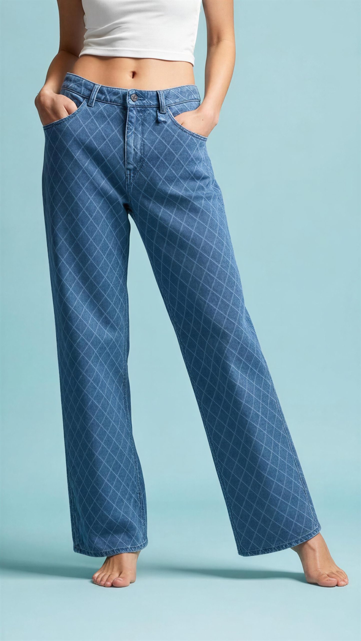 Pantalón Denim Geometric Blue