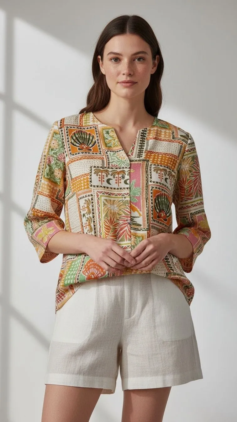 Blusa Fluida Print Tropical