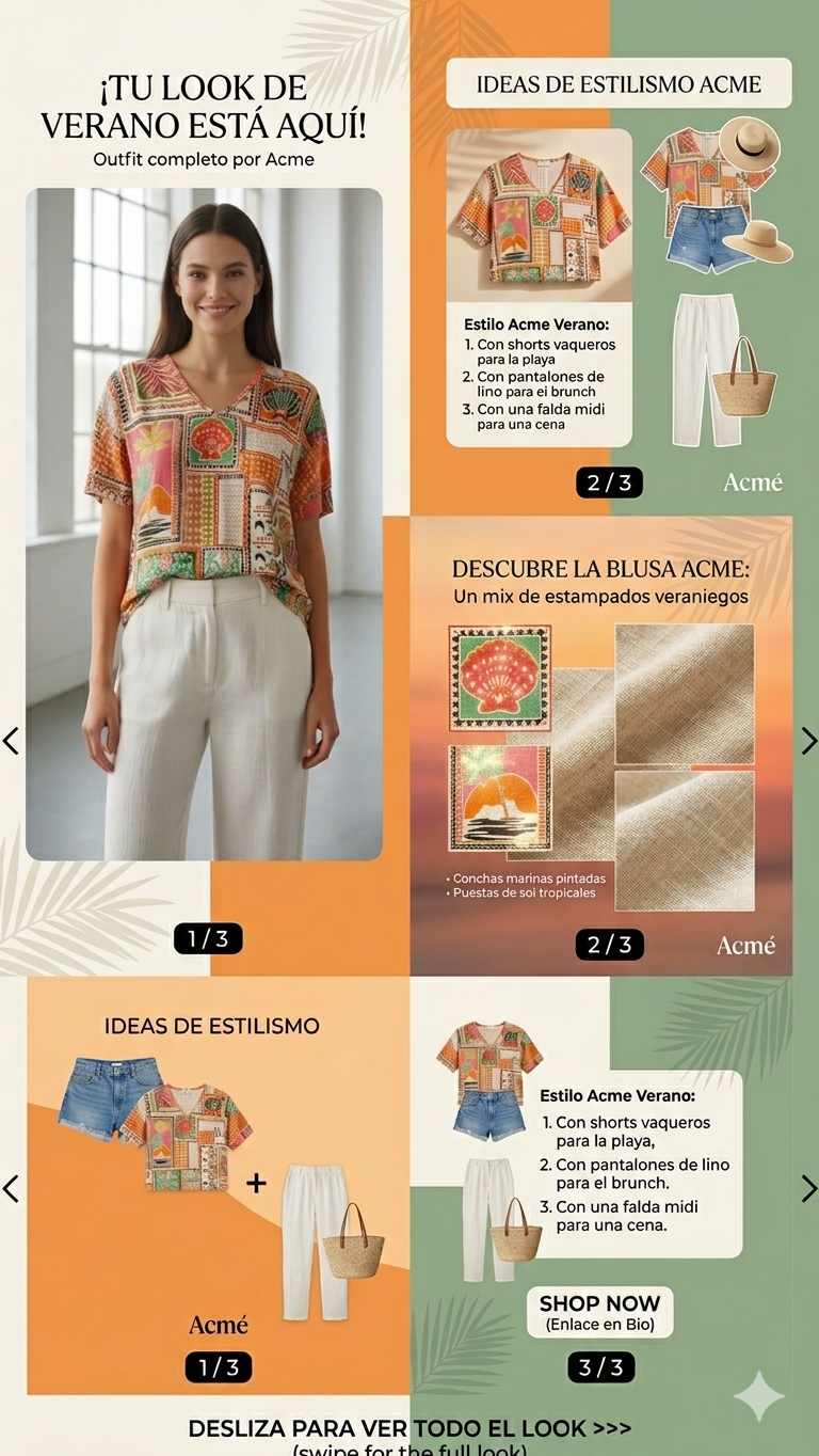 Blusa Estampada Multicolor de Punto Fluido
