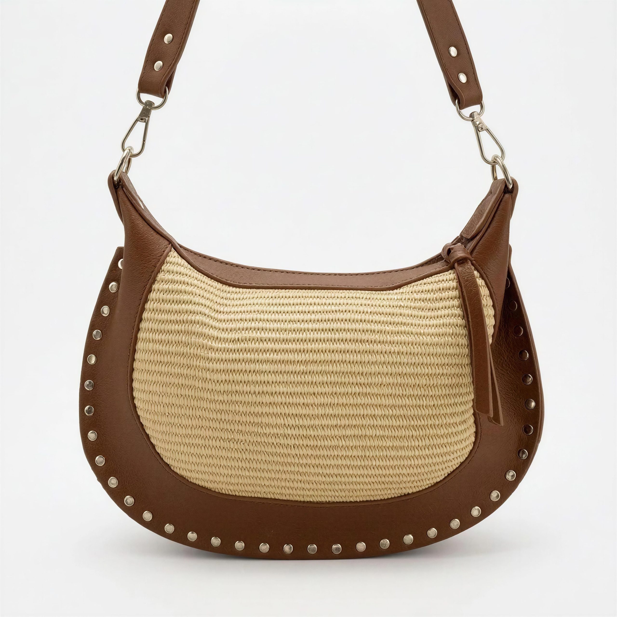Bolso Hobo Raffia con Tachas