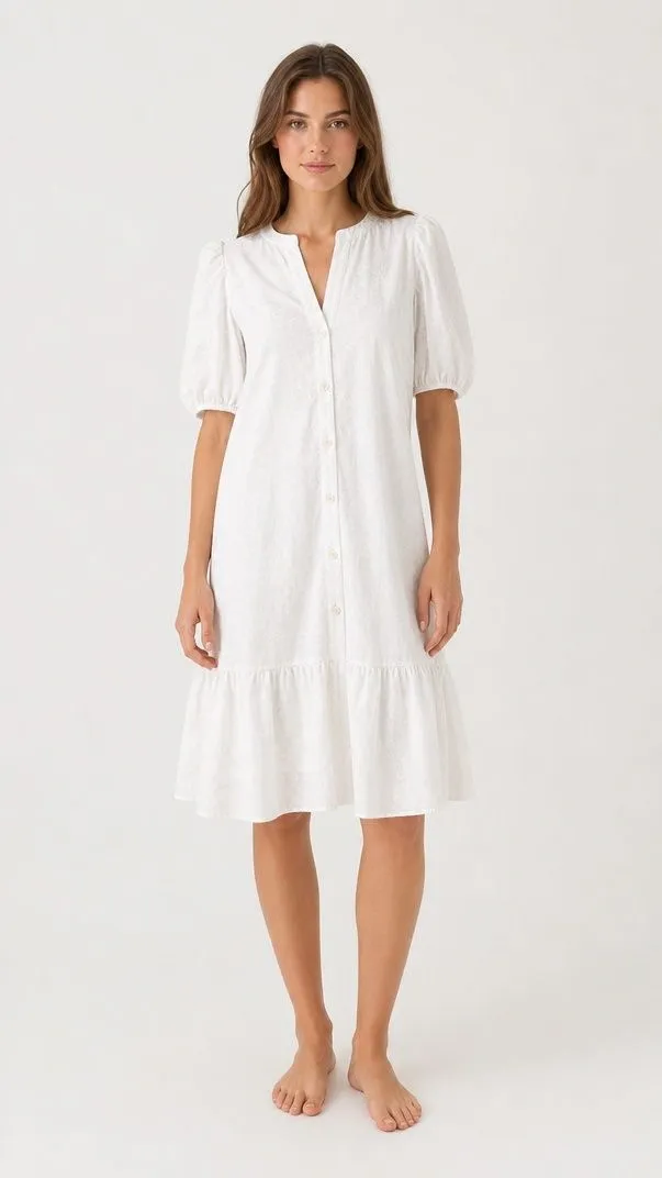 Vestido Midi Blanco con Volante