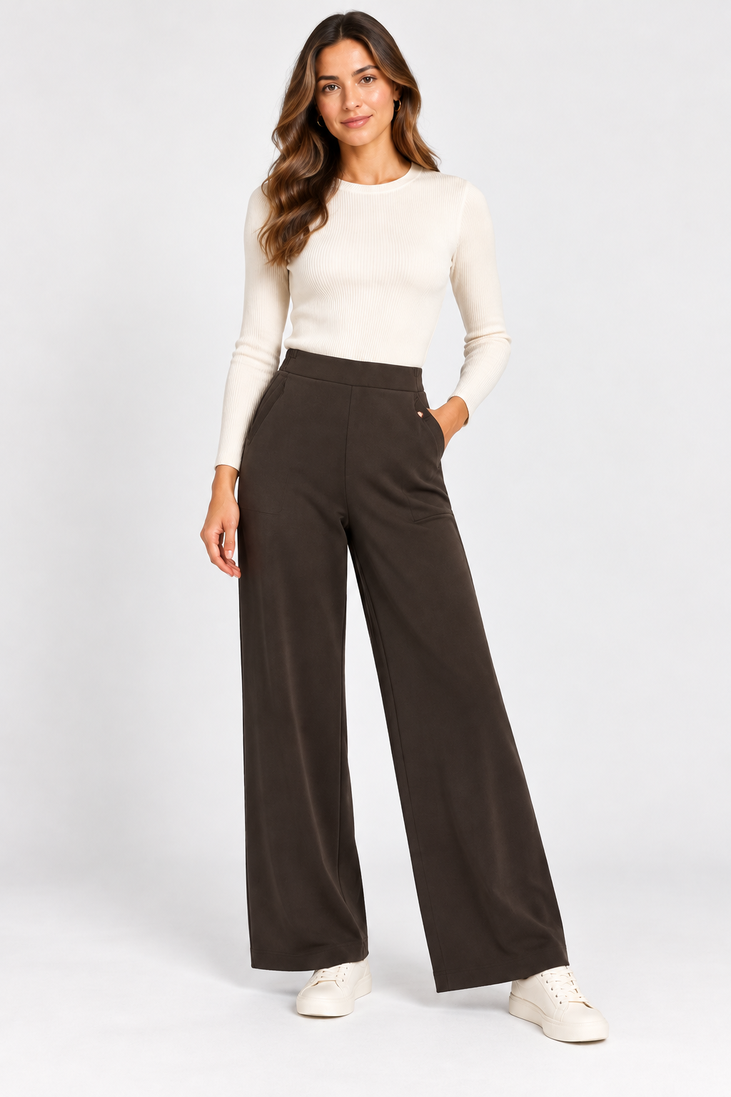 Pantalón Yerse Pana Chocolate Wide Leg