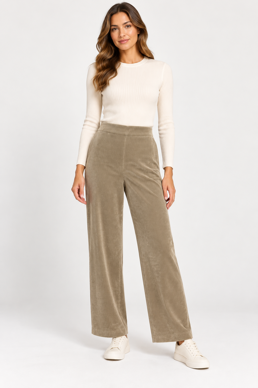 Pantalón NÜMPH de Pana Beige Wide Leg
